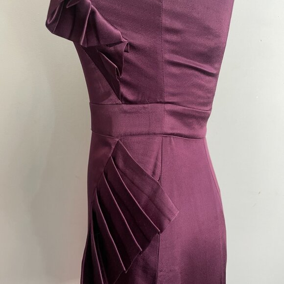 Burgundy Sleeveless Satin Dress - Picture 2 of 11